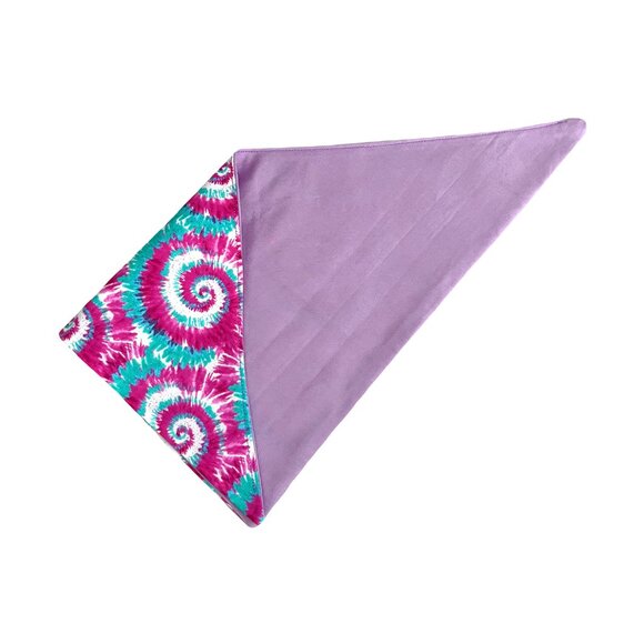 Handmade Double-Sided Cotton Purple Tie Dye Dog Bandana (Small) - Picture 3 of 7